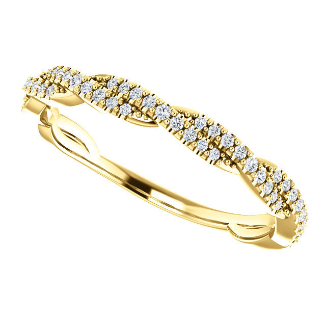 14K Gold 1/4 CTW Twisted Natural Diamond  Band
