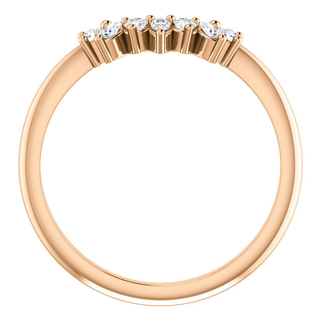 14K Gold 1/6 Carat Natural Diamond Petite Marquis Contoured Band