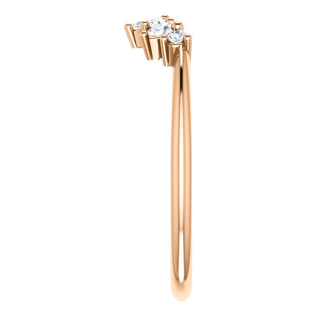 14K Gold 1/6 Carat Natural Diamond Petite Marquis Contoured Band