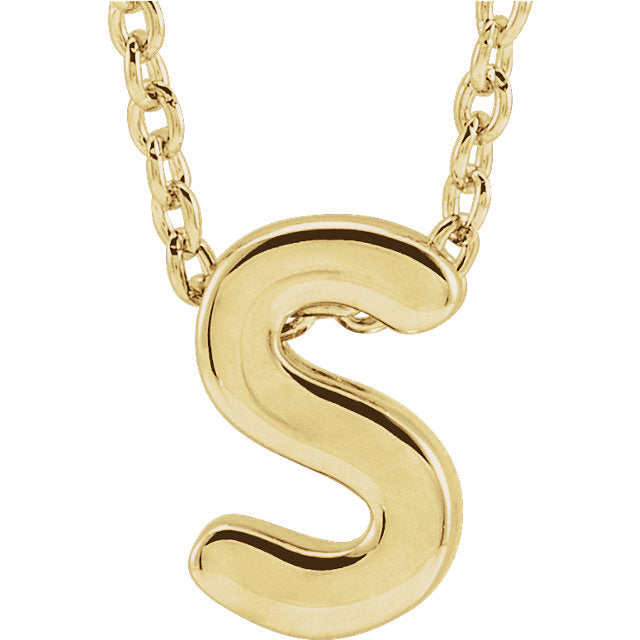 14k Yellow Gold Block Initial Pendant Slide