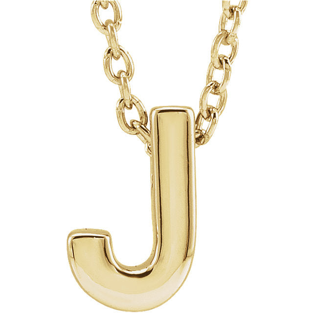 14k Yellow Gold Block Initial Pendant Slide