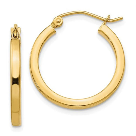 14k Gold 2 mm Flat Hoop Earrings
