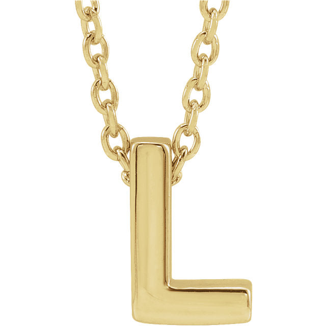 14k Yellow Gold Block Initial Pendant Slide