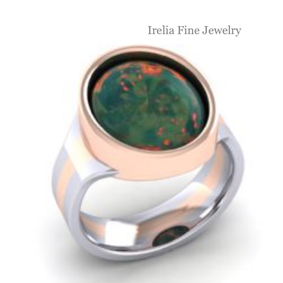 Custom Two-Tone Signet Ring in 14k Rose Gold & Platinum - Family Crest Stone Provided By Client