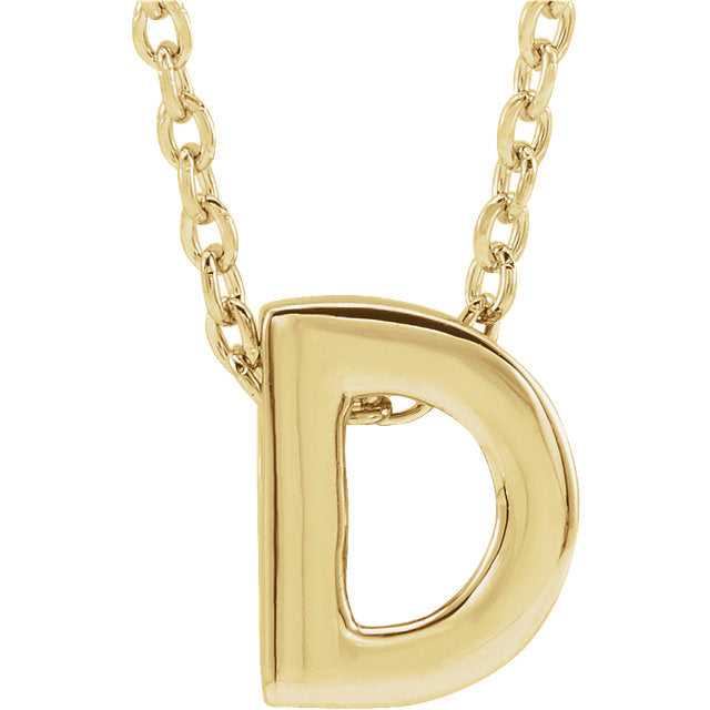 14k Yellow Gold Block Initial Pendant Slide