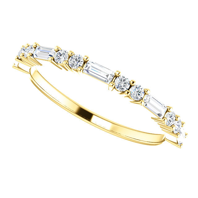 14K Gold 1/4 CTW Baguette Natural Diamond Wedding or Stackable Ring