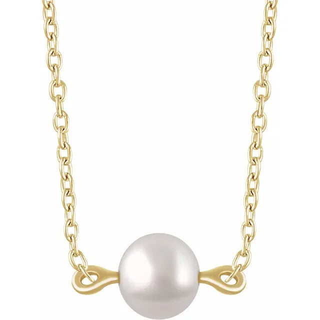 Tiny 14K Yellow Gold Freshwater Cultured Pearl, comes with adjustable 16-18" Necklace
