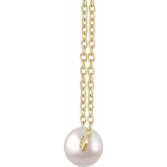 Tiny 14K Yellow Gold Freshwater Cultured Pearl, comes with adjustable 16-18" Necklace