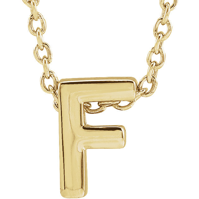 14k Yellow Gold Block Initial Pendant Slide