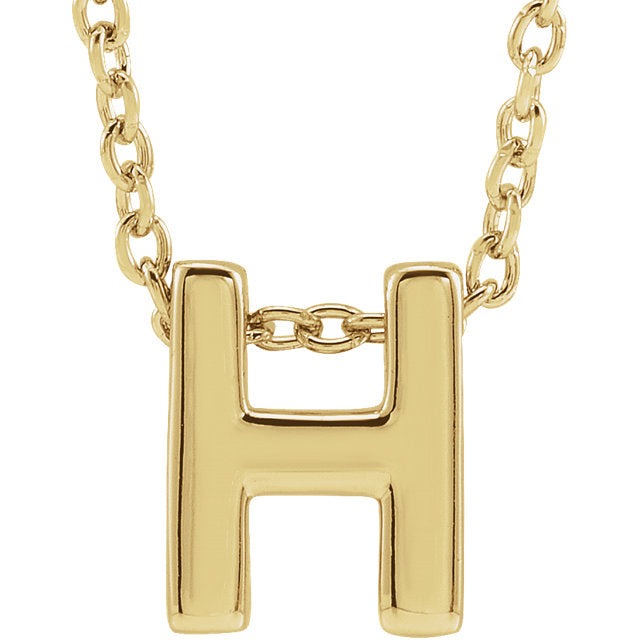 14k Yellow Gold Block Initial Pendant Slide