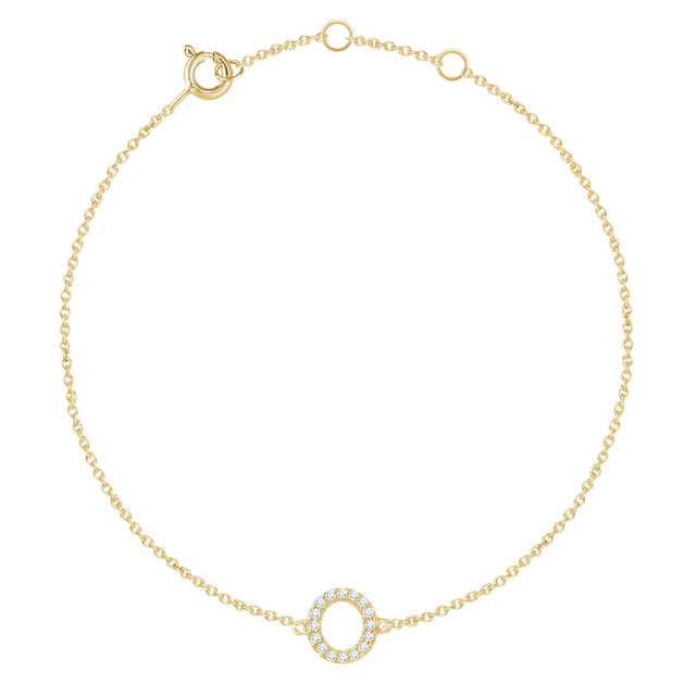 14k Yellow Gold Natural  Diamond Initial Bracelet