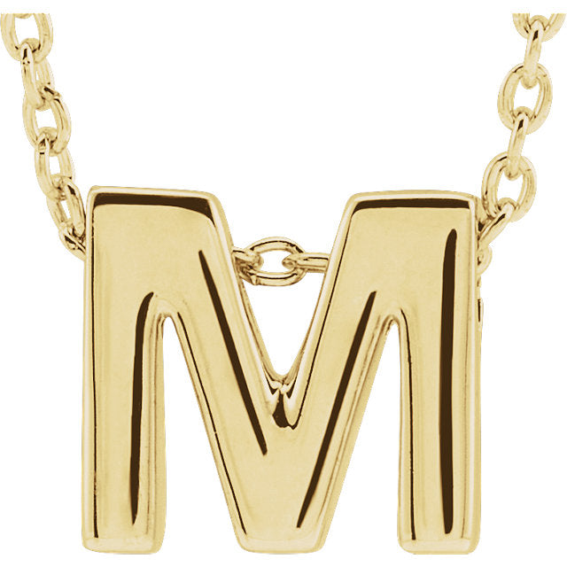 14k Yellow Gold Block Initial Pendant Slide