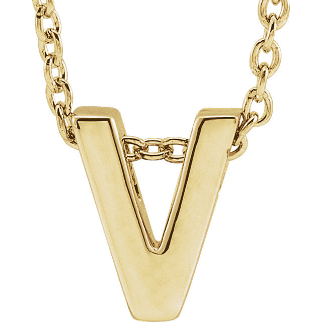 14k Yellow Gold Block Initial Pendant Slide