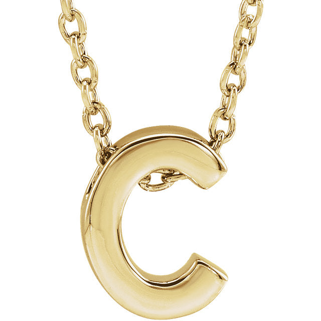 14k Yellow Gold Block Initial Pendant Slide