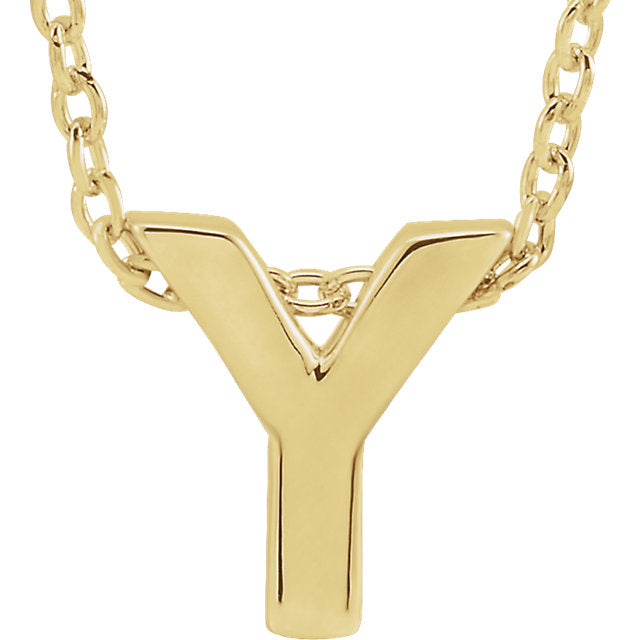 14k Yellow Gold Block Initial Pendant Slide