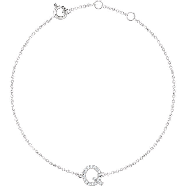 14k White Gold Diamond Initial Bracelet
