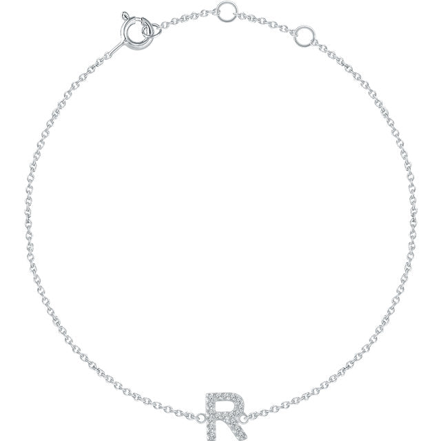 14k White Gold Diamond Initial Bracelet