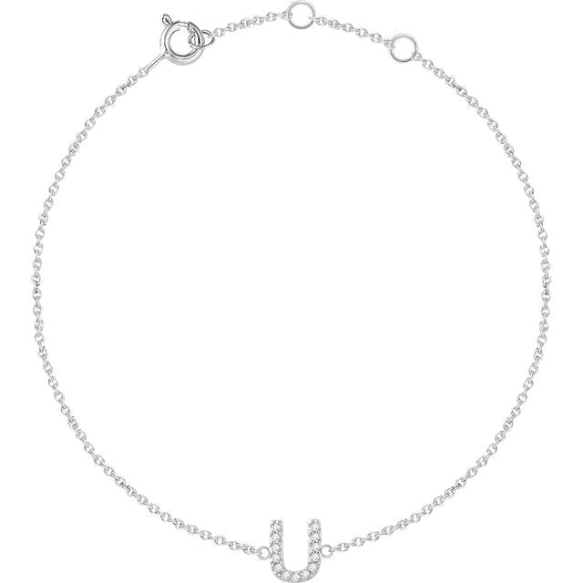 14k White Gold Diamond Initial Bracelet