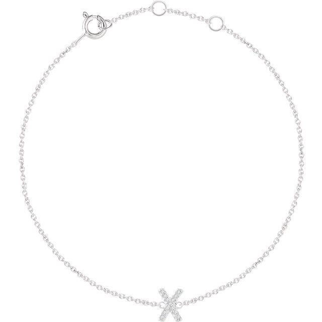 14k White Gold Diamond Initial Bracelet