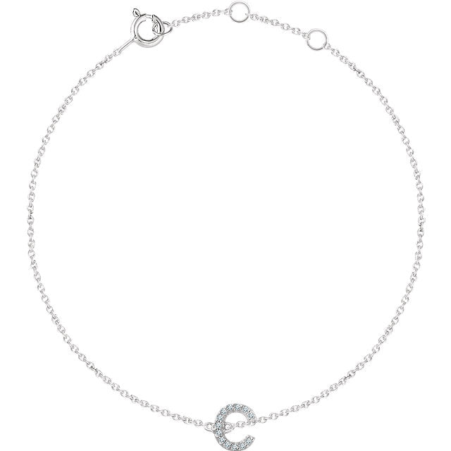 14k White Gold Diamond Initial Bracelet