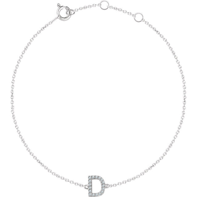 14k White Gold Diamond Initial Bracelet