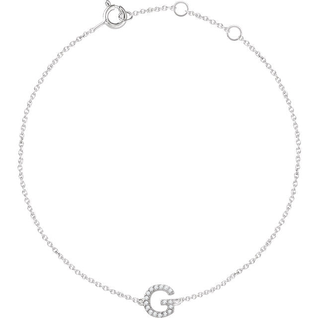 14k White Gold Diamond Initial Bracelet