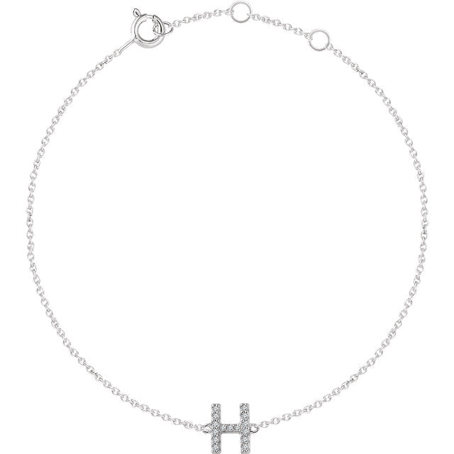 14k White Gold Diamond Initial Bracelet