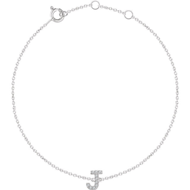 14k White Gold Diamond Initial Bracelet