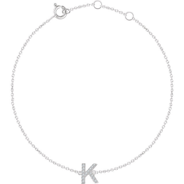 14k White Gold Diamond Initial Bracelet