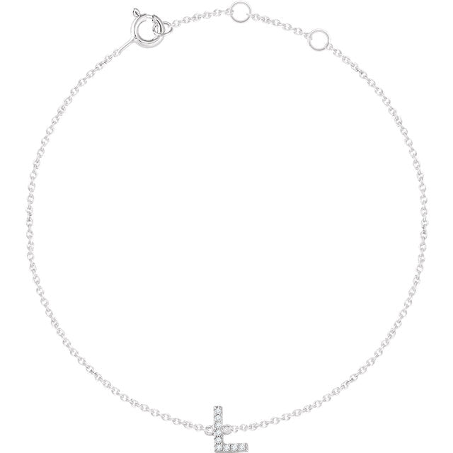 14k White Gold Diamond Initial Bracelet