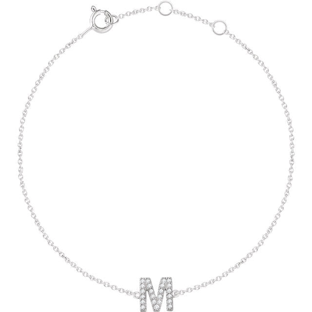 14k White Gold Diamond Initial Bracelet