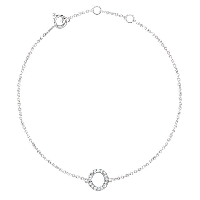 14k White Gold Diamond Initial Bracelet