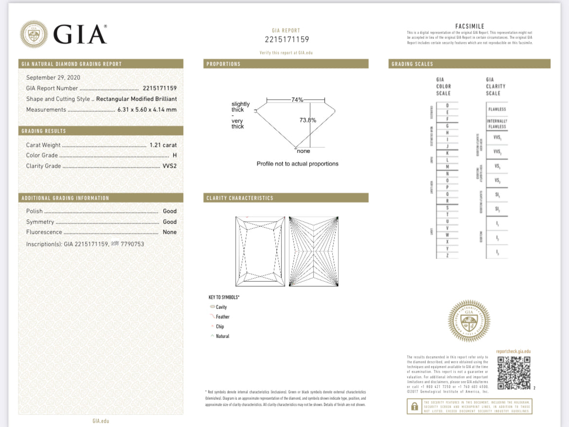 1.21 Carat Princess Cut Diamond H , VVS2 , GIA Certified 2215171159  //