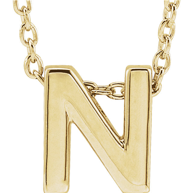 14k Yellow Gold Block Initial Pendant Slide