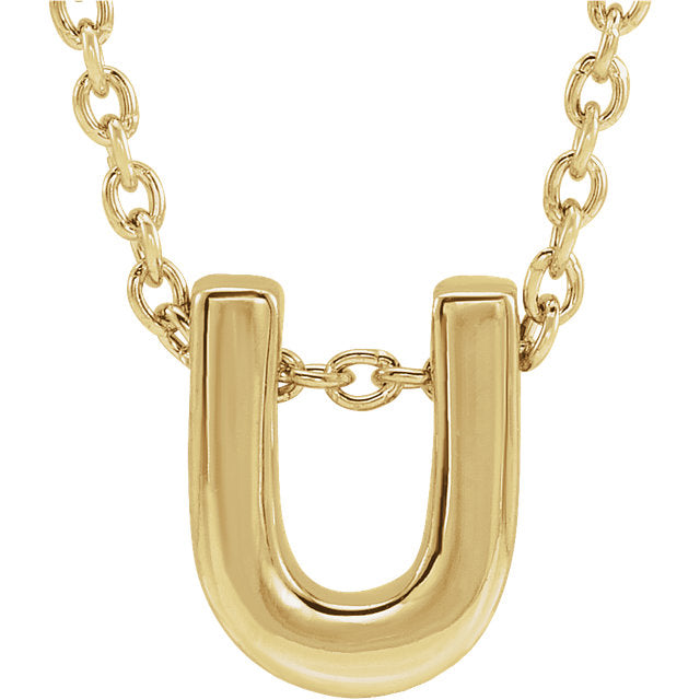 14k Yellow Gold Block Initial Pendant Slide