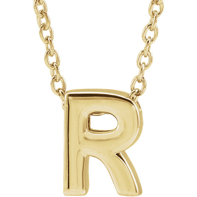 14k Yellow Gold Block Initial Pendant Slide