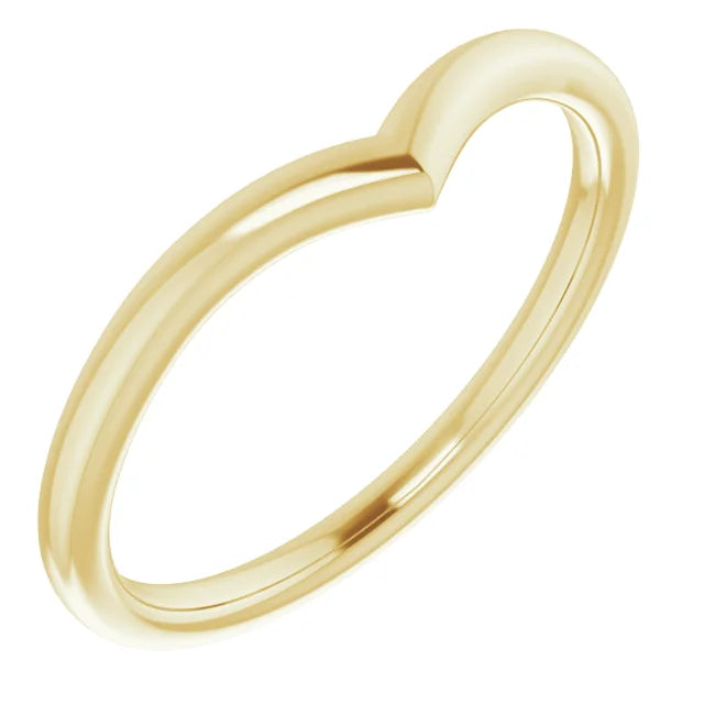 14K Gold Petite V Shape Wedding Band or Stackable