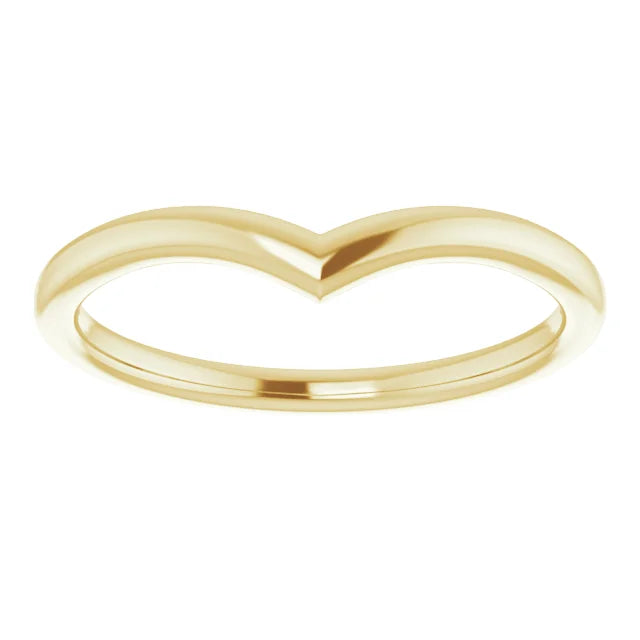 14K Gold Petite V Shape Wedding Band or Stackable