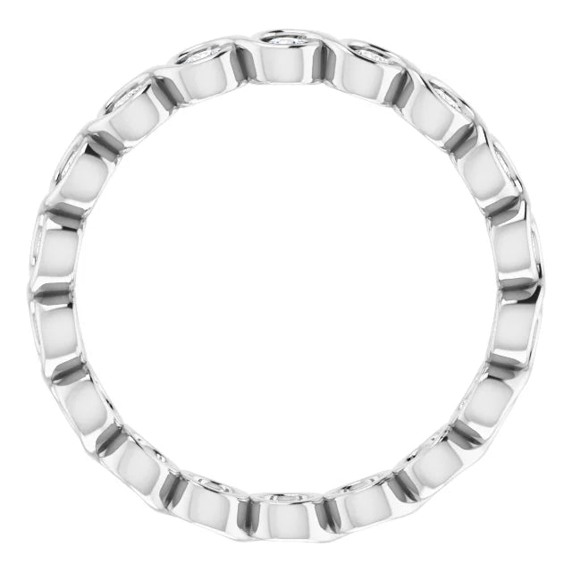 14k White Gold Infinity Design Natural Diamond Eternity Band, Ring Size 7