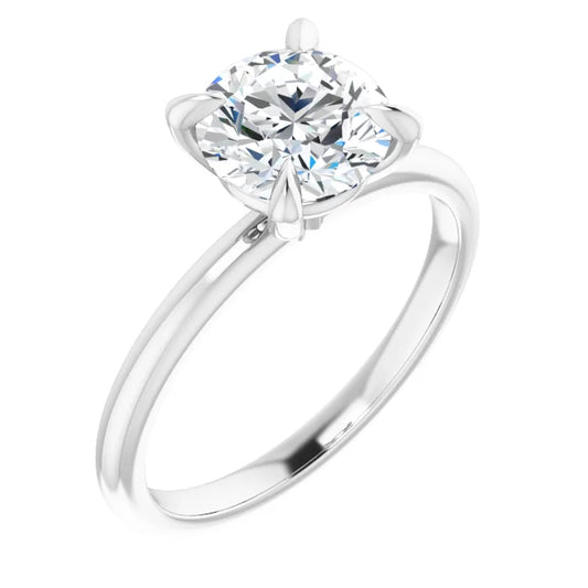 1.50 Carat Round Moissanite 14k White Solitaire Engagement Color D-E-F , Cut Heart and Arrow