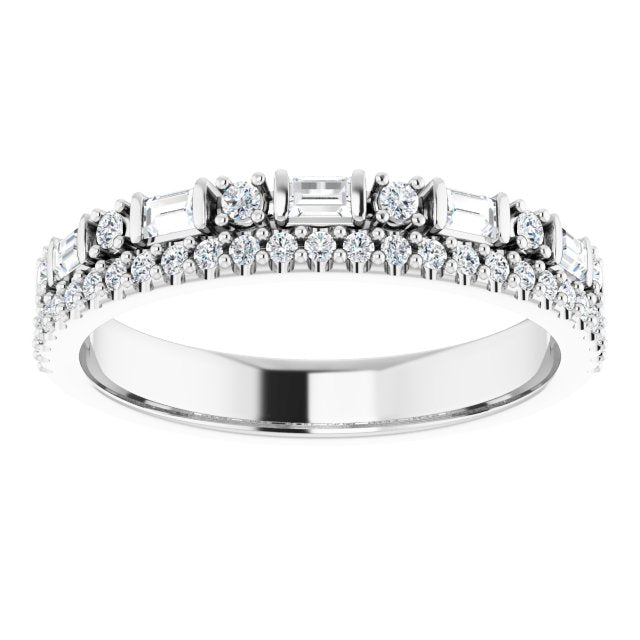 14K White 1/2 CTW Diamond Double Stacked Band