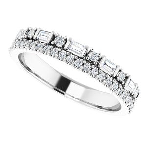 14K White 1/2 CTW Diamond Double Stacked Band