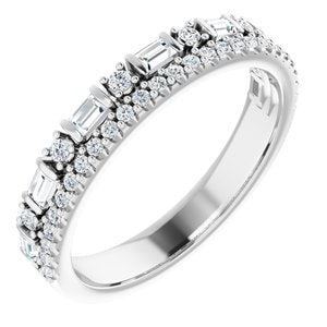 14K White 1/2 CTW Diamond Double Stacked Band