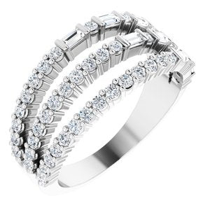 14K White 7/8 CTW Natural Diamond Stacked Ring