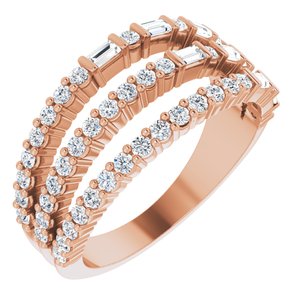 14K White 7/8 CTW Natural Diamond Stacked Ring