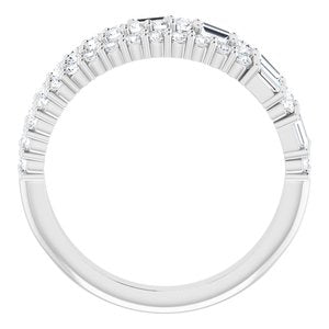 14K White 7/8 CTW Natural Diamond Stacked Ring