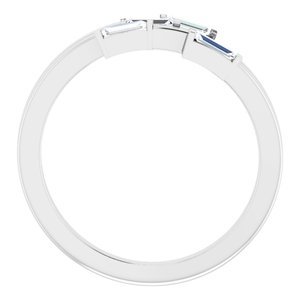 Beautiful 14k White Gold Geometric Ring , this ring has 4 diamond with a total 1/4 carat in Baguette Diamonds measuring 3.75 x 1.50 mm 