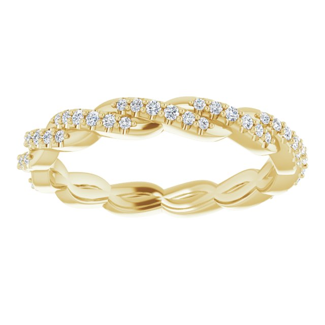 14K Gold 1/4 Carat Twisted Natural Diamond Eternity Ring , Size 7