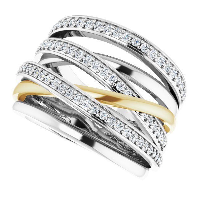 14K White/Yellow 1/2 CTW Diamond Ring, Size 7