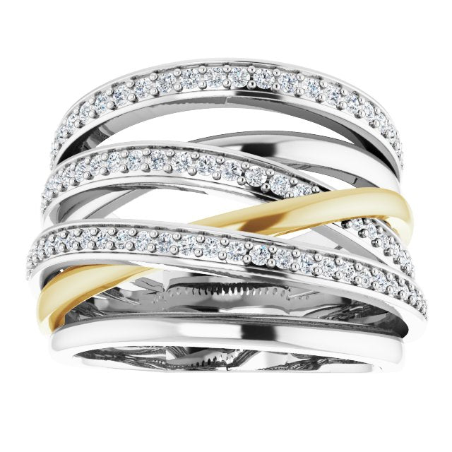 14K White/Yellow 1/2 CTW Diamond Ring, Size 7